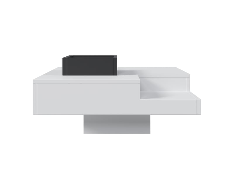  Table basse avec boîte amovible et led pour salon en panneaux de particules 72×72×30 cm blanc noir  - Conforama A