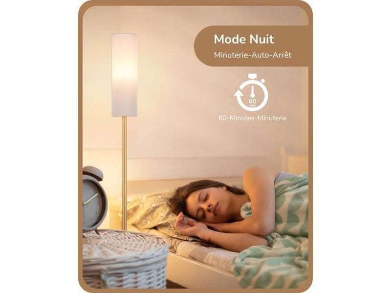  Lampadaire sur pied tissu lin 165 cm or gradation telecommande e27 2700k-6000k 370618_AABIW28203_6_DROPFR - Conforama D
