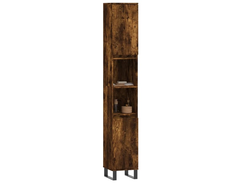  Amoire de salle de bain chêne fumé 30x30x190cm bois d'ingénierie shl1344  - Conforama C