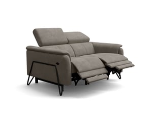 Canapé 2 places roden, 2x relax, tissu velours beige