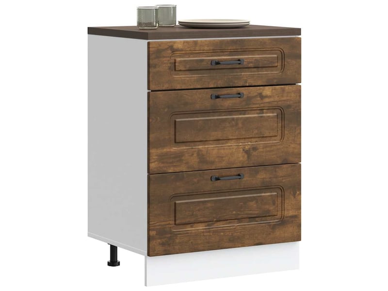  Meuble de rangement, armoire de cuisine kalmar chêne fumé bois d'ingénierie shl125  - Conforama B