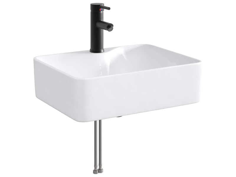  Lavabo de salle de bain avec robinet et évacuation noir mat shl8313  - Conforama A