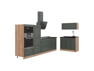 Vicco cuisine, vert or campagnechêne de force doré, 380cm, pt anthracite