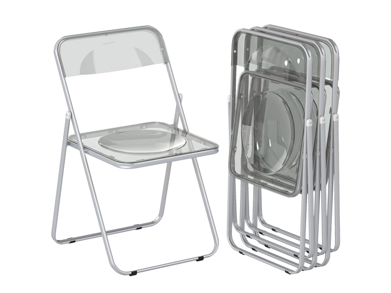  Set de 4 chaises pliantes en acrylique transparent gris  - Conforama A