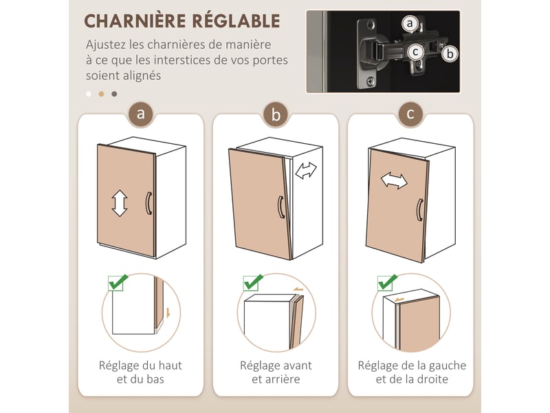  Buffet cuisine, meuble cuisine rangement haut, meuble de rangement avec plan de travail, 2, 3 portes vitrées  - Conforama E