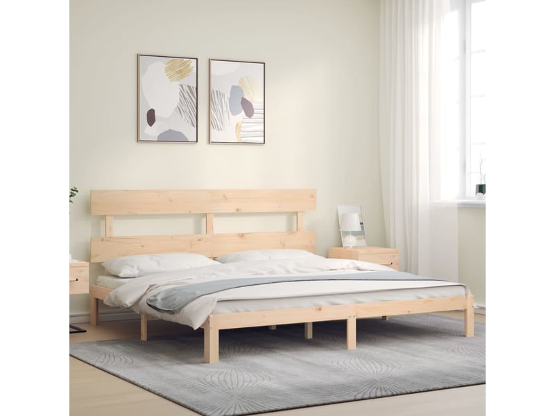  Lit double- lit adulte -  cadre de lit sans matelas 200x200 cm bois massif de pin  - Conforama B