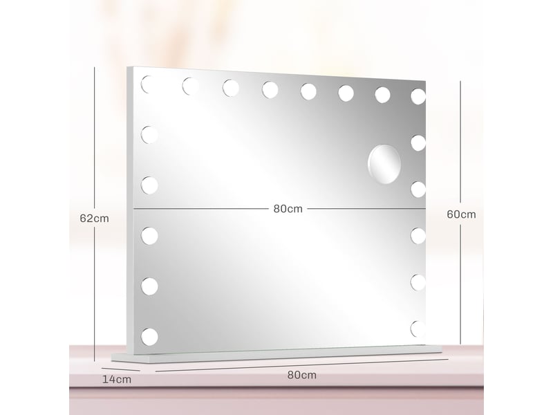 Miroir maquillage lumineux led intensité réglable miroir grossissant port de charge usb, 80 x 62 cm - Conforama E