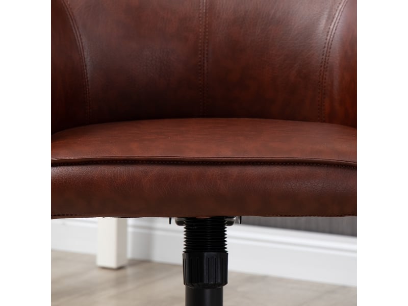  Chaise de bureau pivotante à hauteur réglable avec fonction bascule et assise rembourrée en cuir reconstitué marron  - Conforama C