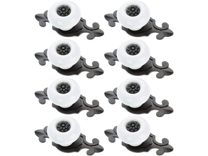  8 boutons de meuble vintage céramique blanc-noir pour cuisine, dressing, commode salle de bain, armoire à vêtements  - Conforama E
