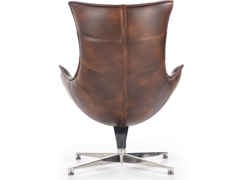 Fauteuil design pivotant style cuir vieilli avec pied en acier inoxydable oliver  - Conforama F