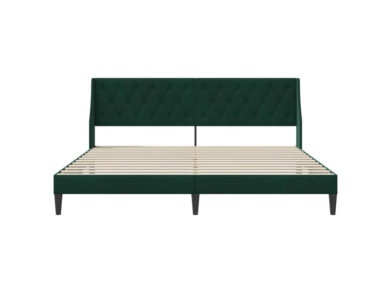 Lit double- lit adulte - cadre de lit avec tête de lit vert foncé 200 x 200 cm velours - Conforama C