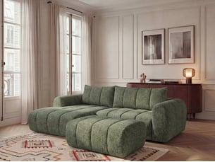 Canapé d'angle gauche fixe BOBOCHIC NESTY 3 places Tissu Vert clair
