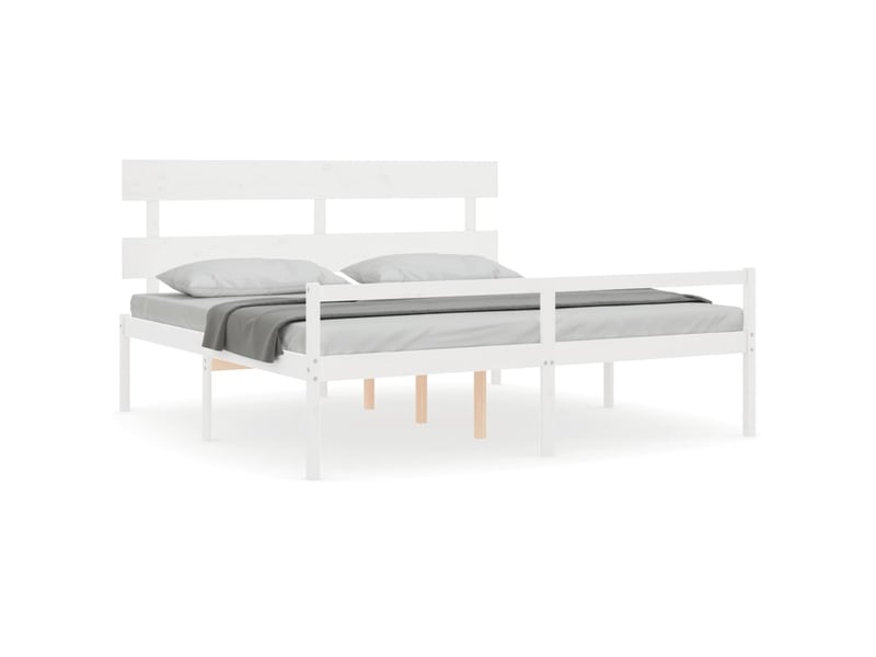  Lit double- lit adulte -  lit pour personne âgée sans matelas blanc 200x200cm bois massif  - Conforama A