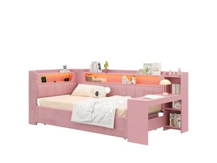 Lit banquette 180x200 cm <strong></strong>  <strong>evarich</strong> coloris rose