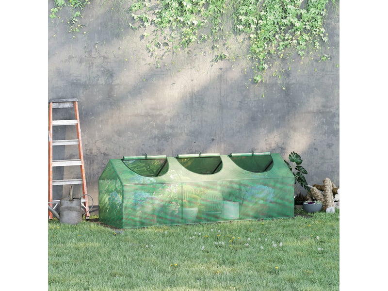  Mini serre de jardin pe 180x60x60 cm – vert foncé – fenêtres enroulables, housse imperméable anti-uv, structure stable  - Conforama B
