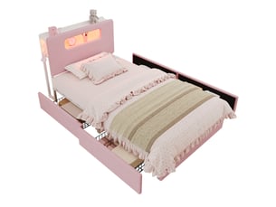 Lit simple 90x200 cm MODENUIT coloris rose