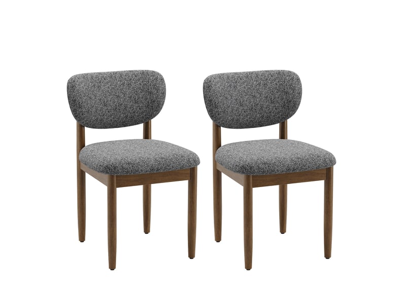  Lot de 2 chaises de salle à manger en chenille, pieds en bois, dossier ergonomique, assise rembourrée confortable, style moderne pour salle à manger et cuisine, gris  - Conforama A