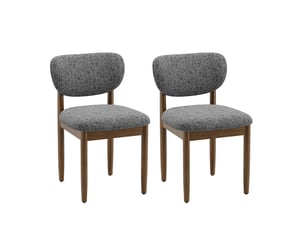 Lot de 2 chaises de salle à manger en chenille, pieds en bois, dossier ergonomique, assise rembourrée confortable, style moderne pour salle à manger et cuisine, gris