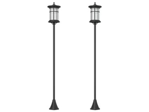 Lot de 2 lampadaires solaires avec autonomie de 6 heures et ancrage au sol, acier inoxydable et abs, 23,5 x 23,5 x 184 cm, noir