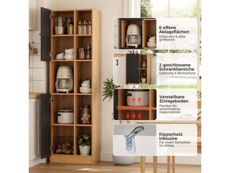  Meuble d'angle de cuisine avec 6 niches et 2 portes 50x35.5x170 cm N635P48851112N - Conforama E