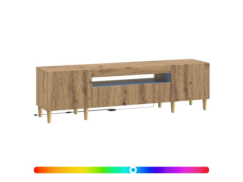  Meuble tv - banc tv - meuble de rangement led chêne artisanal bois d'ingénierie  - Conforama C