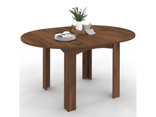 Table à manger extensible ronde dona 4-8 personnes noyer 110-150 cm