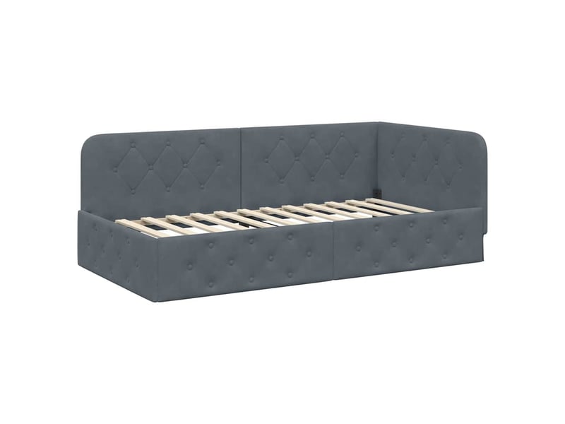  Lit simple- lit adulte -  cadre de lit d'angle gris foncé 100 x 200 cm velours  - Conforama A