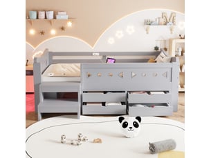 Lit avec rangement 90x200 cm <strong>MODENUIT </strong>  <strong></strong> coloris gris