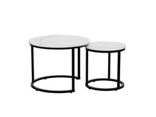 Table basse rond(e) coloris blanc LPOSPI - 60 cmx40 cm