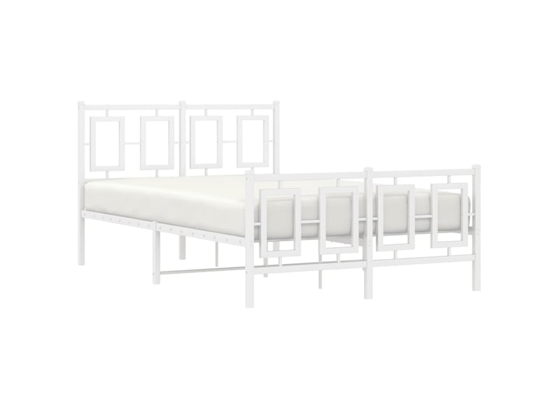  Lit double- lit adulte -  cadre de lit métal sans matelas et pied de lit blanc 120x190 cm  - Conforama C