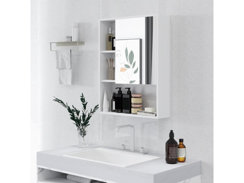  Armoire murale de salle de bain avec miroir blanc 60x15x76 cm  - Conforama B
