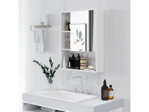 Armoire murale de salle de bain avec miroir blanc 60x15x76 cm