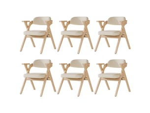 Lot de 6 chaises pliables en bois massif coloris beige