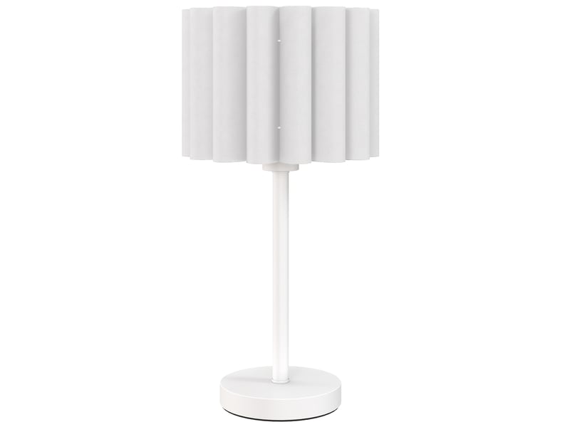  Lampe de table style rétro. Lampe de chevet. Abat-jour en plastique. Interrupteur à bouton-poussoir. Blanche.  - Conforama B