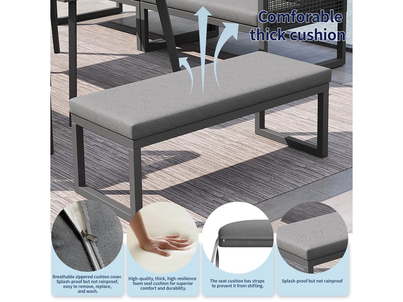  Salon de jardin modulable,6-8 places avec table,rotin pe,gris  - Conforama E