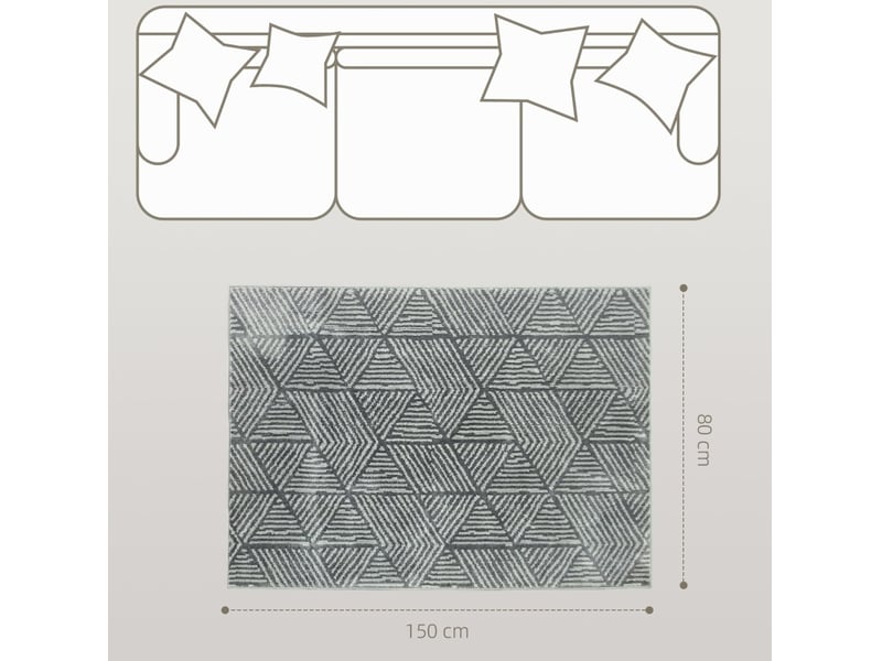  Tapis de salon lavable à motif géométrique, adapté au chauffage au sol en polypropylène gris foncé 150 × 80 cm  - Conforama D