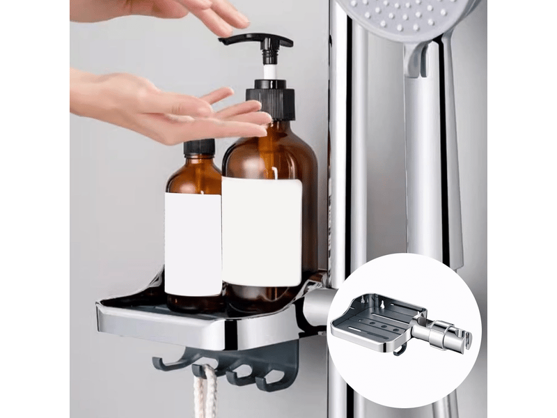  Rails réglables, support de pommeau de douche, porte-savon, boîte à savon, support de douchette, galvanoplastie  - Conforama E