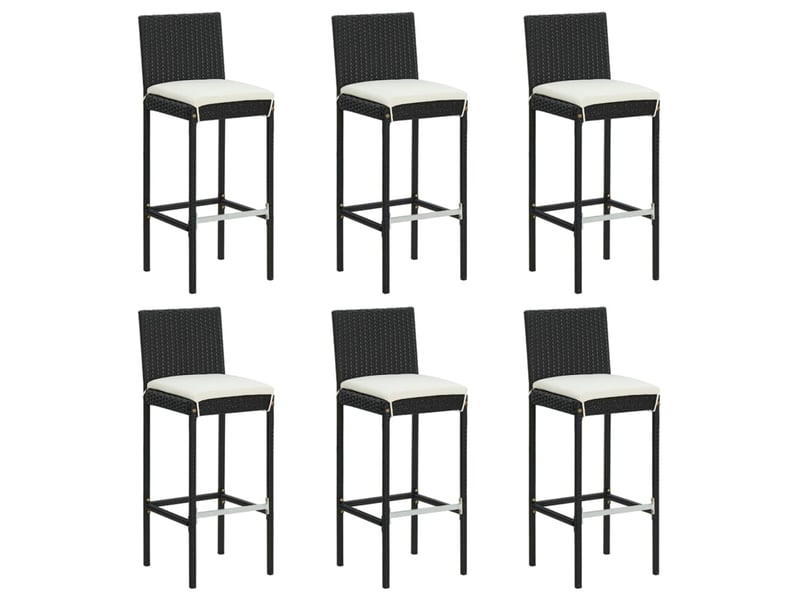  Lot de 6 tabouret de bar, chaise de bar avec coussins noir résine tressée  - Conforama B