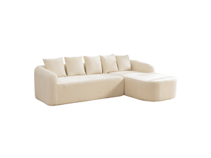 Canapé modulaire en chenille convertible 3 places beige - sans assemblage, base antidérapante