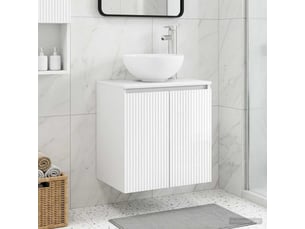Vanité de lavabo mural, meuble de rangement blanc brillant 49.5x41x64.5 cm