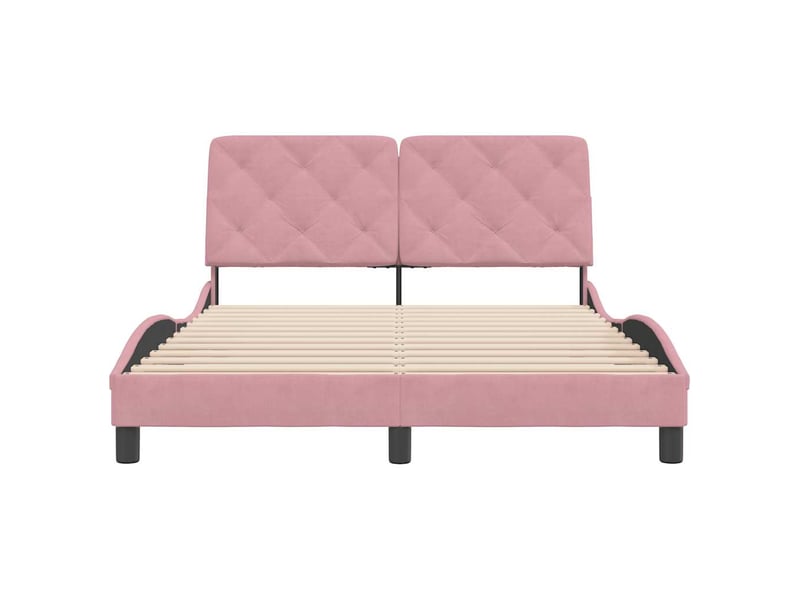  Lit double- lit adulte -  cadre de lit sans matelas rose 120x200 cm velours  - Conforama D