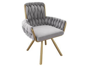Chaise de salle à manger pivotante à 360° avec accoudoirs et dossier haut, lot de 6 en velours gris