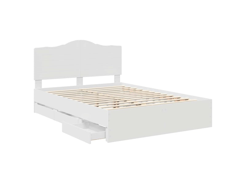  Lit double- lit adulte -  cadre de lit avec tiroir blanc 150 x 200 cm bois ingénierie  - Conforama D