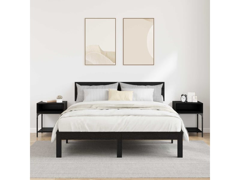  Table de chevet - cabinet de chevet - table de nuit 2 pc chêne noir 40 x 40 x 50 cm  - Conforama C
