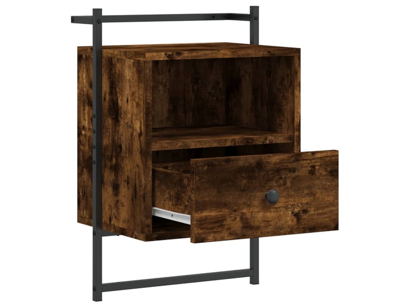  Table de chevet - cabinet de chevet - table de nuit murale chêne fumé 40x30x61 cm bois d'ingénierie  - Conforama D