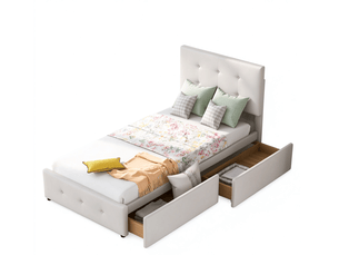 Lit simple 90x200 cm    coloris beige
