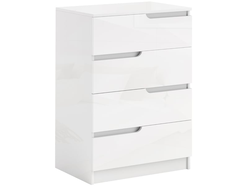  Commode moderne, armoire, 4 tiroirs, bois, dispositif anti-basculement, patins de protection, blanche  - Conforama A