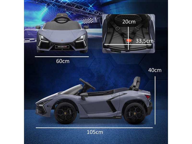  Voiture électrique pour enfants de 3 à 5 ans, conduite souple, télécommandée, avec klaxon, en plastique et métal, grise  - Conforama E