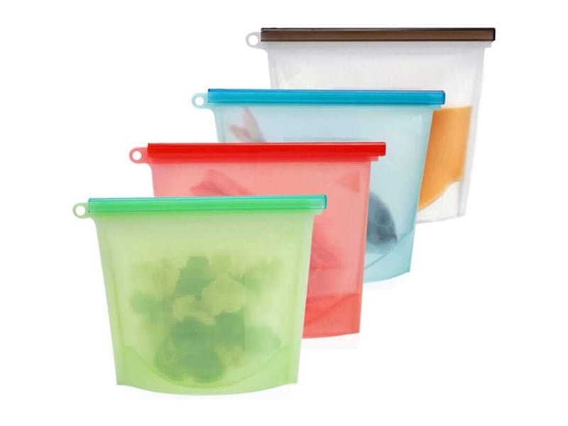 Sacs de conservation en silicone avec clips de fermeture, pour fruits, légumes et viandes (lot de 4), 1000 ml - Conforama A