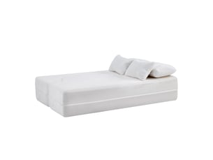 Canapé convertible modulable en mousse pliable  - coussin amovible, tissu peluche blanc